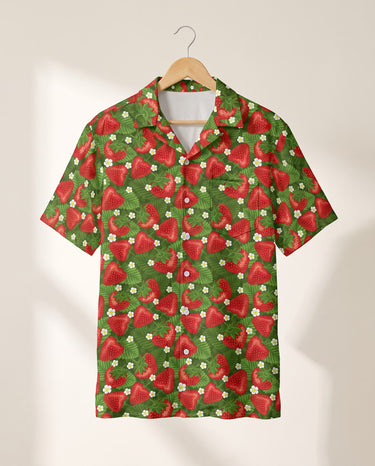 Juicy Strawberry Tropics Hawaiian shirt print before personalizing