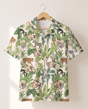 Jungle Jamboree personalized Hawaiian shirt printed with customer faces