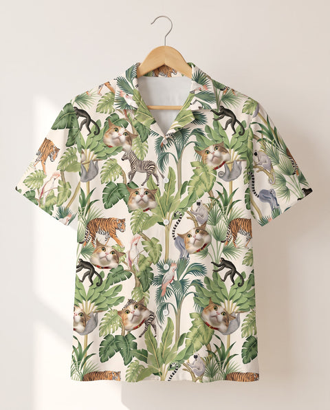 Jungle Jamboree personalized Hawaiian shirt printed with customer faces