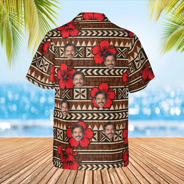 Kapa Hibiscus Aloha Shirt with custom faces, back view