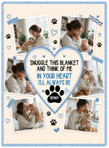 Full print artwork of the six photo pet blanket, edge to edge, with the custom pet name