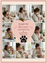Full print artwork of the eight photo pet blanket, edge to edge, with the custom pet name