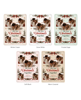 Five colourways of the first Christmas photo blanket: Winter Cream, Snow White, Frosted Sage, Soft Blush and Warm Caramel