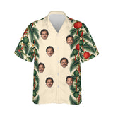 Lantern Palm Border personalized Christmas Hawaiian shirt printed with customer faces, front view