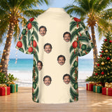 Lantern Palm Border custom Christmas Hawaiian shirt with photos, back view