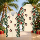 Lantern Palm Border custom Christmas Hawaiian shirt with faces, front and back