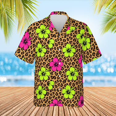 Leopard Clash Ugly Hawaiian Shirt print before personalizing, front view