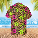 Leopard Clash Ugly Hawaiian Shirt with custom faces, back view