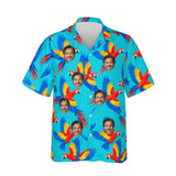 Macaw Tropical Hawaiian Shirt personalized with printed faces, front view