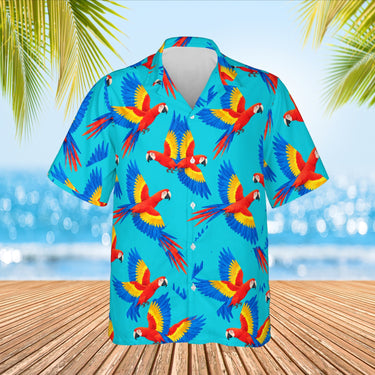 Macaw Tropical Hawaiian Shirt print before personalizing, front view