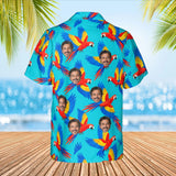 Macaw Tropical Hawaiian Shirt with custom faces, back view