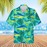Mahi-Mahi Fishing Hawaiian Shirt print before personalizing, front view