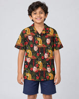 Majestic Jungle Tiger Hawaiian shirt with printed faces, worn by a child