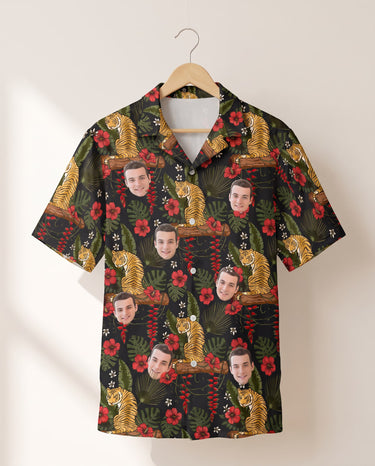 Majestic Jungle Tiger personalized Hawaiian shirt printed with customer faces