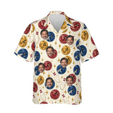 Marble Balls Hawaiian Bowling Shirt personalized with printed faces, front view