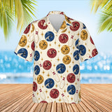 Marble Balls Hawaiian Bowling Shirt print before personalizing, front view