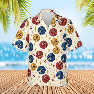 Marble Balls Hawaiian Bowling Shirt print before personalizing, front view