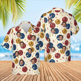 Marble Balls Hawaiian Bowling Shirt with custom faces, front and back