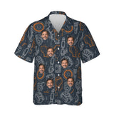 Mecha Blueprint Sci-Fi Hawaiian Shirt personalized with printed faces, front view