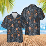Mecha Blueprint Sci-Fi Hawaiian Shirt with custom faces, front and back