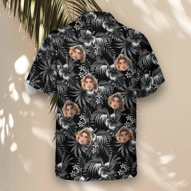 Midnight Hibiscus Paradise custom Hawaiian shirt with photos, example 1