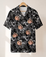 Midnight Hibiscus Paradise personalized Hawaiian shirt printed with customer faces