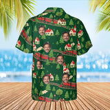 Model Railroad Train Hawaiian Shirt with custom faces, back view