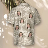 Monochrome Tropics in Cotton Grey custom Hawaiian shirt with photos, example 1