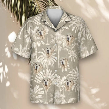 Monochrome Tropics in Cotton Grey custom Hawaiian shirt with photos, example 2