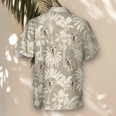 Monochrome Tropics in Cotton Grey custom Hawaiian shirt with photos, example 3