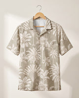 Monochrome Tropics in Cotton Grey Hawaiian shirt print before personalizing