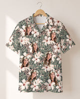 Monstera Hibiscus Dream personalized Hawaiian shirt printed with customer faces
