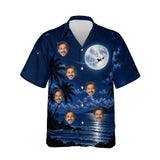 Moonlit Sleigh personalized Christmas Hawaiian shirt printed with customer faces, front view