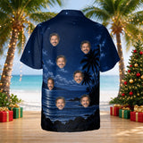 Moonlit Sleigh custom Christmas Hawaiian shirt with photos, back view