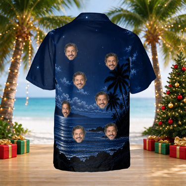 Moonlit Sleigh custom Christmas Hawaiian shirt with photos, back view