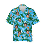 Mountain Disc Golf Hawaiian Shirt personalized with printed faces, front view