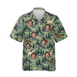 Mountain Mustang Horse Hawaiian Shirt personalized with printed faces, front view
