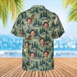 Mountain Mustang Horse Hawaiian Shirt with custom faces, back view
