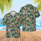 Mountain Mustang Horse Hawaiian Shirt with custom faces, front and back