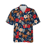 Mustang & Hibiscus Horse Hawaiian Shirt personalized with printed faces, front view