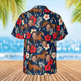 Mustang & Hibiscus Horse Hawaiian Shirt with custom faces, back view