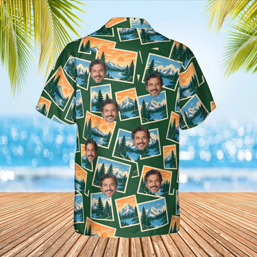 National Park Postcard Hawaiian Shirt with custom faces, back view