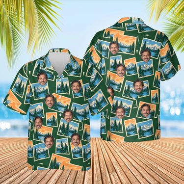 National Park Postcard Hawaiian Shirt with custom faces, front and back