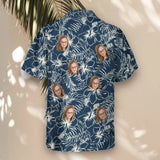 Navy Hibiscus Paradise custom Hawaiian shirt with photos, example 1