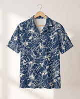 Navy Hibiscus Paradise Hawaiian shirt print before personalizing