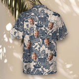 Navy Ivory Patriot custom Hawaiian shirt with photos, example 1