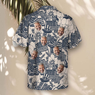 Navy Ivory Patriot custom Hawaiian shirt with photos, example 1