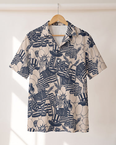 Navy Ivory Patriot Hawaiian shirt print before personalizing