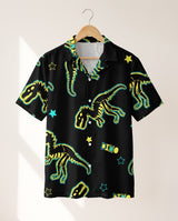 Neon Dino Skeleton Hawaiian shirt print before personalizing