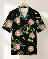 Neon Dino Skeleton personalized Hawaiian shirt printed with customer faces